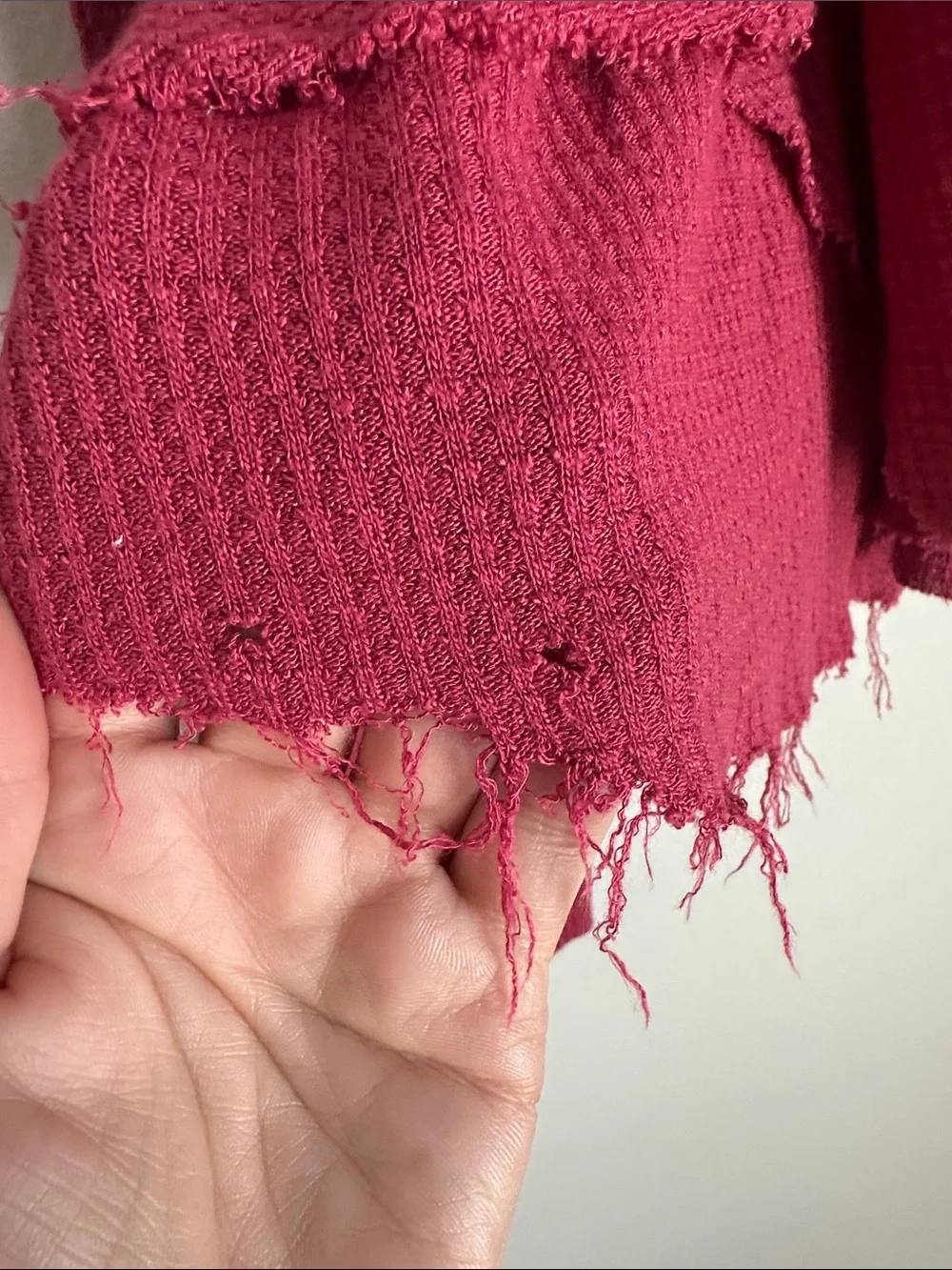 Free People Deep Raspberry Lace Yoke Long Sleeve Top